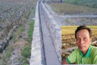 Foto kolase: Pengerjaan saluran air irigasi tersier, foto penanggungjawab kegiatan saat dimintai konfirmasi terkait pelaksanaan proyek P3-TGAI di desa Putatnganten, Kec. Karangrayung, Kab. Grobogan.