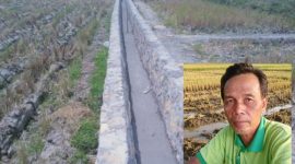Foto kolase: Pengerjaan saluran air irigasi tersier, foto penanggungjawab kegiatan saat dimintai konfirmasi terkait pelaksanaan proyek P3-TGAI di desa Putatnganten, Kec. Karangrayung, Kab. Grobogan.