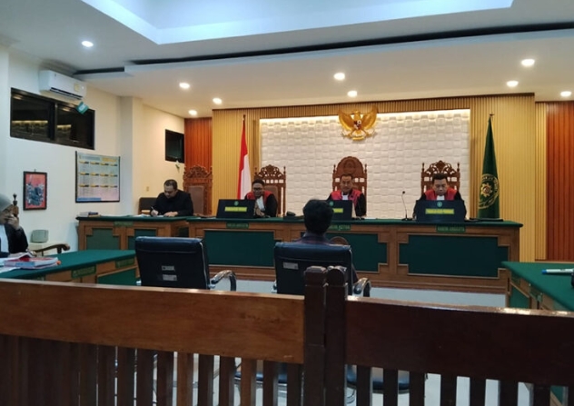 Suasana sidang kasus ilegal logging kades Lebengjumuk di Pengadilan Negeri (PN) Purwodadi, Grobogan Rabu (26/8/2026).