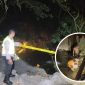 Foto kolase:Petugas kepolisian saat memasang garis polisi di lokasi kejadian, dan petugas bersama warga saat mengevakuasi korban.